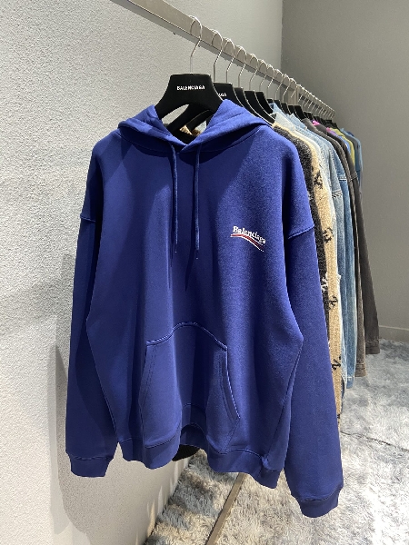 Replica Balenciaga Hoodie Logo Medium Fit in Blue