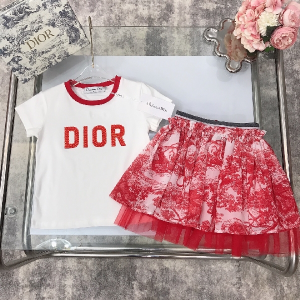 Replica Dior 2022 New Girl's T-shirt & Skirt Set