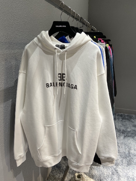 Replica Balenciaga Hoodie Logo Medium Fit in White