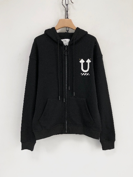 Replica Off-White Hoodies Logo Cotton in Black