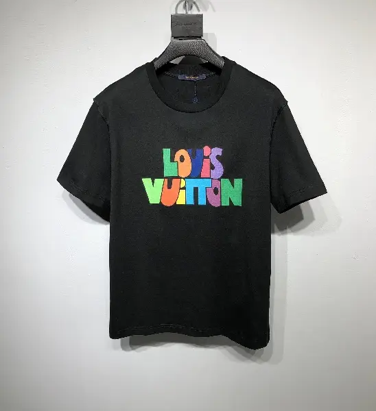 Replica Louis Vuitton 2022 colorful letter printing T-shirt