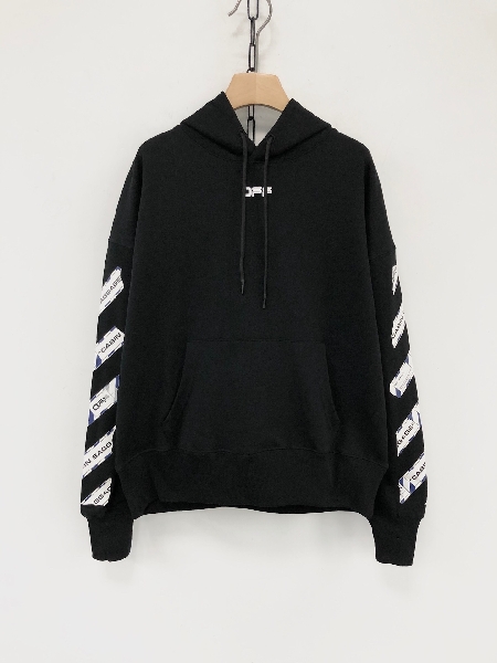 Replica Off-White Hoodies Logo Cotton in Black