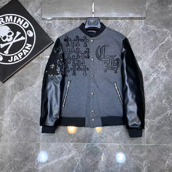 Replica Chrome Hearts Jacket Varsity Letterman in Black