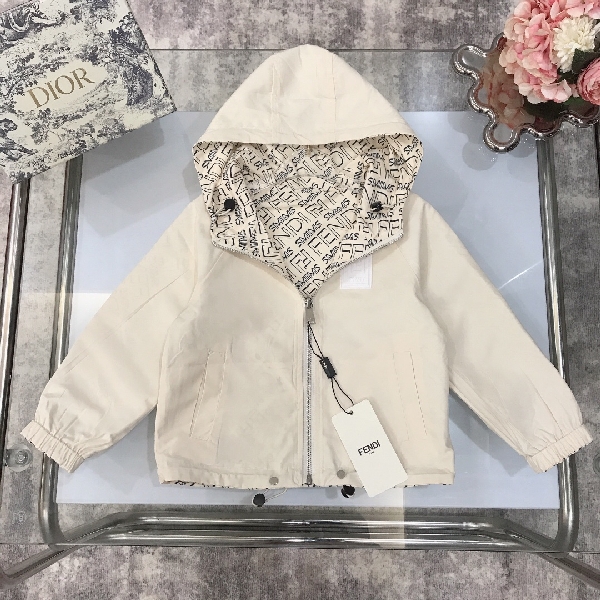 Replica Fendi New Logo "FF" reversible Hooded Jacket for Children