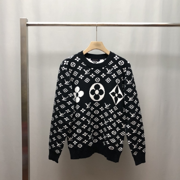 Replica Louis Vuitton Sweatshirt ALL Logo Cotton in Black