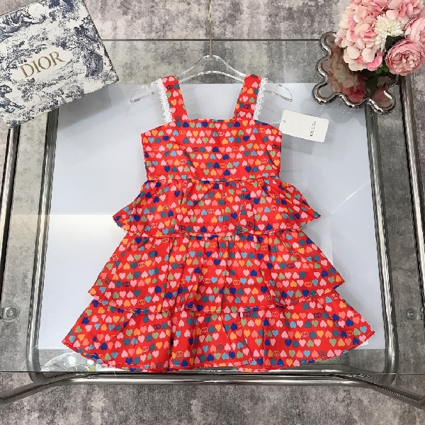 Replica Gucci 2022 New Love Print Girl's Dress