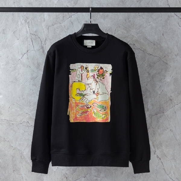 Replica Gucci Hoodie Cotton Printed in Black