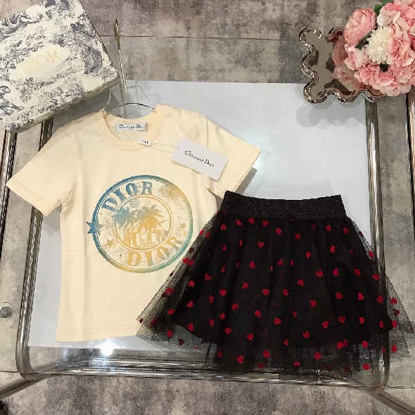 Replica Dior 2022 New Girl's T-shirt & Skirt Set