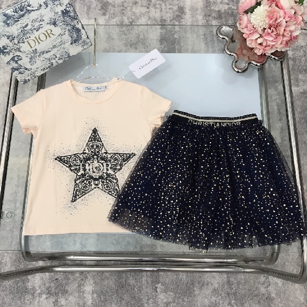 Replica Dior 2022 Girl's T-shirt and Skirt Set