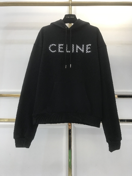 Replica Celine Hoodie Loose Cotton in Black