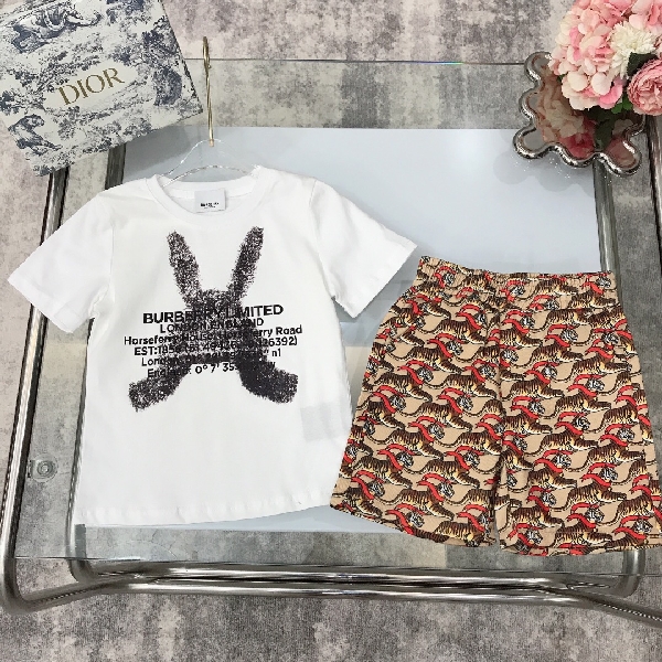 Replica Burberry 2022 New Children T-Shirt and Shorts Set