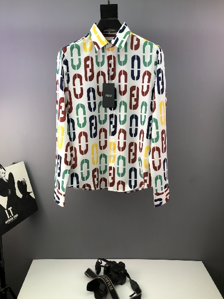 Replica Fendi Shirt Linen Shirt in White