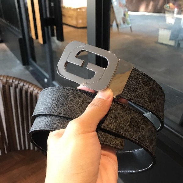 Replica Gucci Interlocking G-Square Silver buckle belt ASS02313