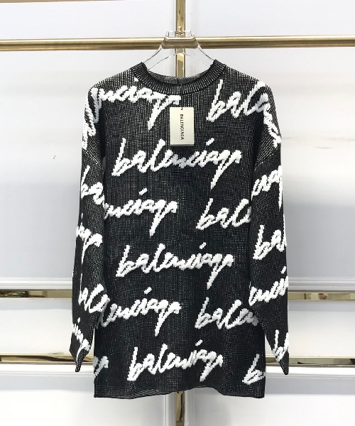 Replica Balenciaga Sweatshirt Allover Logo in Black