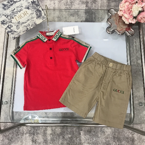 Replica Gucci 2022 Boy's Polo Shirt and Shorts Set