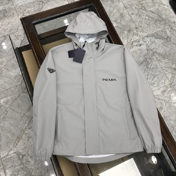 Replica Prada Jacket Single-breasted re-nylon in White