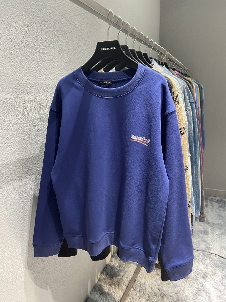 Replica Balenciaga Hoodie Logo Medium Fit in Blue