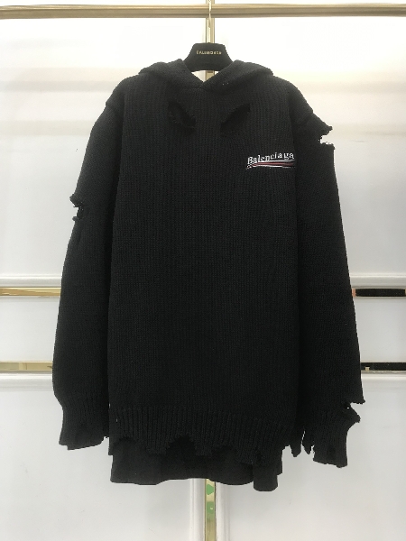 Replica Balenciaga Hoodie Destroyed in Black