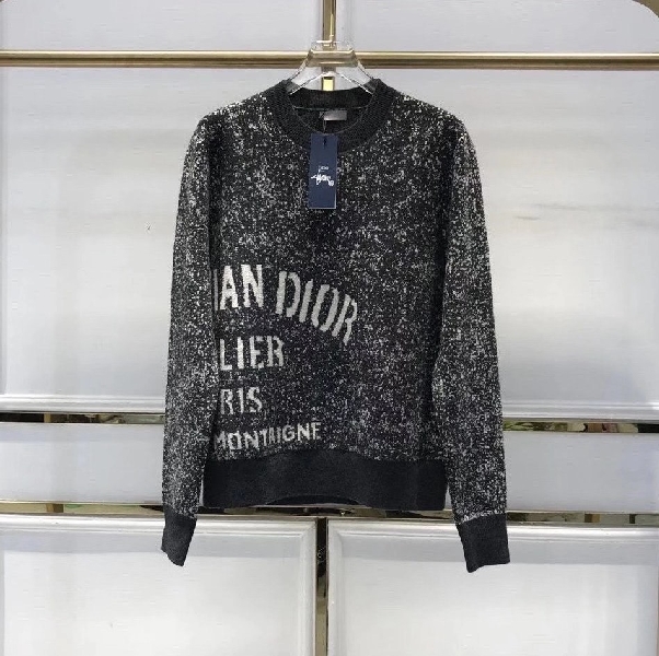 Replica Dior Sweatshirt Embroidered Knitted in Black