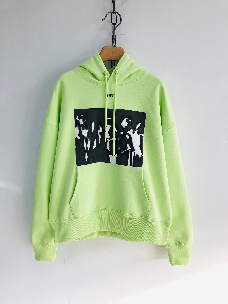 Replica Off-White Hoodies Logo Cotton in Green