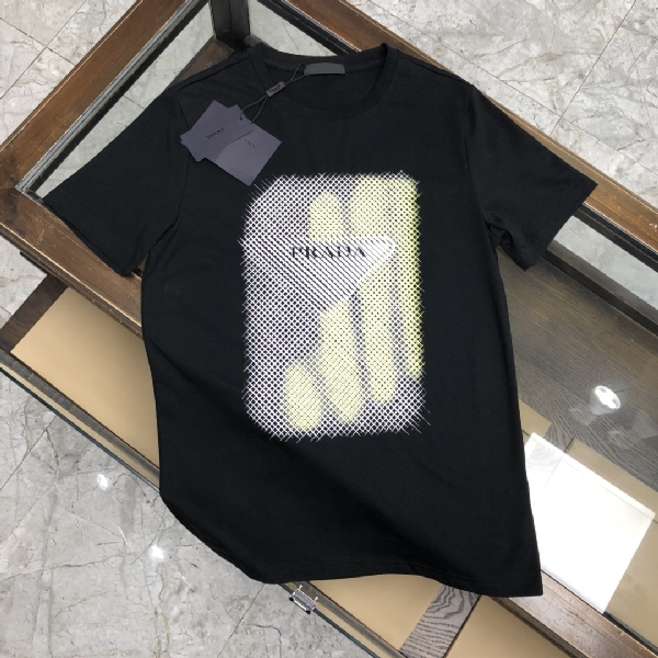 Replica Prada T-shirt Oversized printed cotton in Black