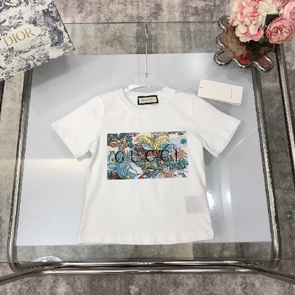 Replica Gucci 2022 New Tiger Print Children's T-shirt in White