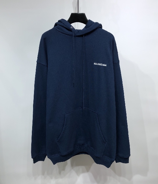 Replica Balenciaga Hoodie Logo Medium Fit in Blue