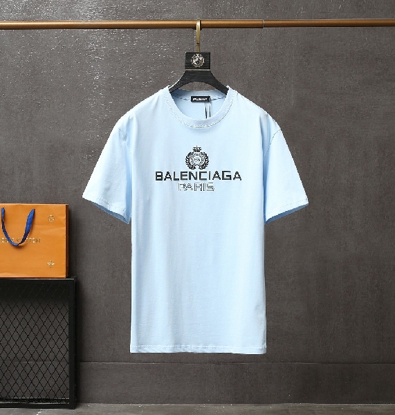 Replica Balenciaga T-Shirt Paris Chest in Blue