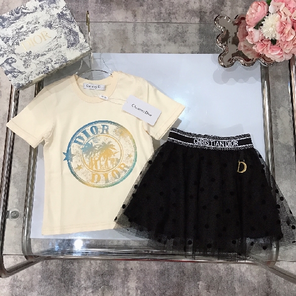 Replica Dior 2022 New Girl's T-shirt & Skirt Set