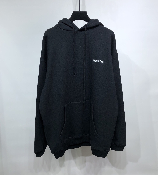 Replica Balenciaga Hoodie Logo Medium Fit in Black