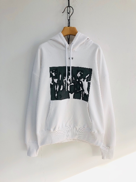 Replica Off-White Hoodies Logo Cotton in White