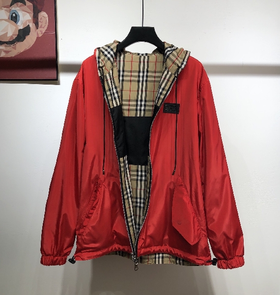 Replica Burberry Jacket Reversible in Brown with Red