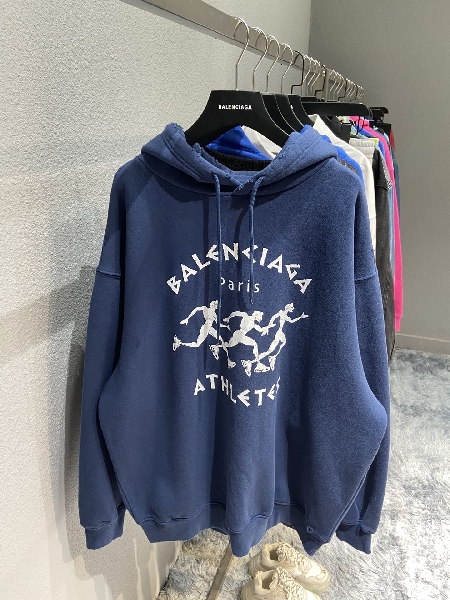 Replica Balenciaga Hoodie Printed in Blue