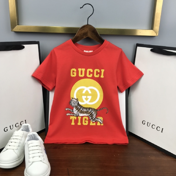 Replica Gucci 2022 Red Tiger Print Children's T-shirt