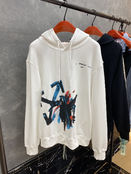 Replica Off-White Hoodies Logo Cotton in White