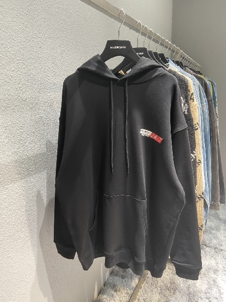 Replica Balenciaga Hoodie Logo Medium Fit in Black