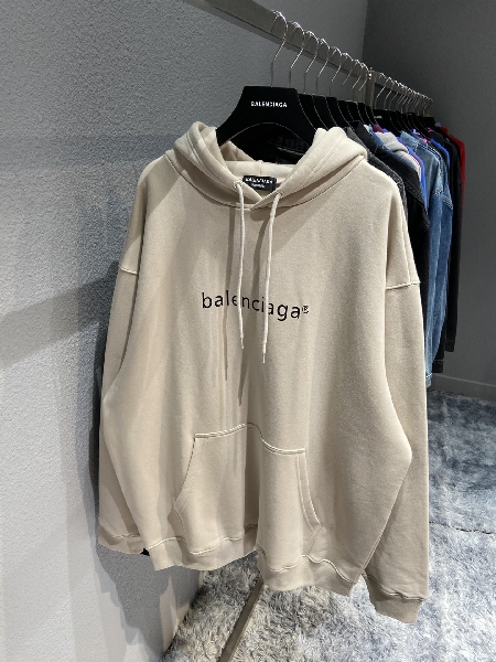 Replica Balenciaga Hoodie Logo Medium Fit in White