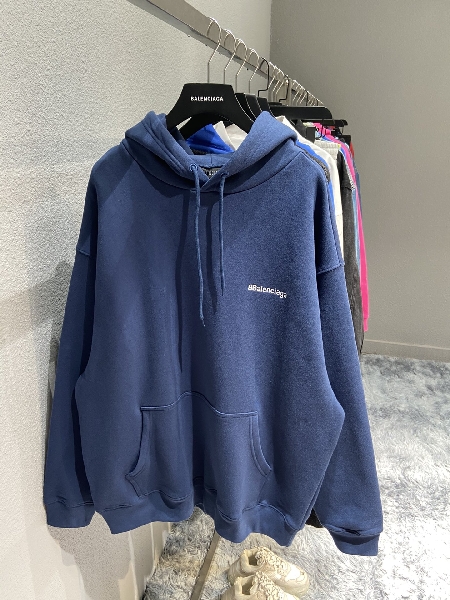 Replica Balenciaga Hoodie Logo Medium Fit in Blue