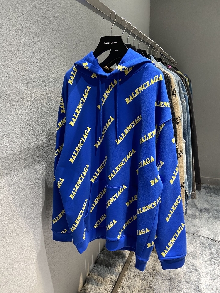 Replica Balenciaga Hoodie All Logo in Blue