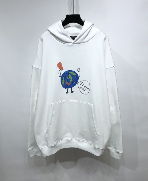 Replica Balenciaga Hoodie Logo Medium Fit in White