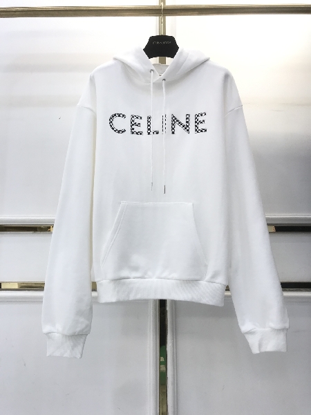 Replica Celine Hoodie Loose Cotton in White