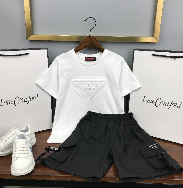 Replica Prada 2022 Children T-shirt and Shorts Set