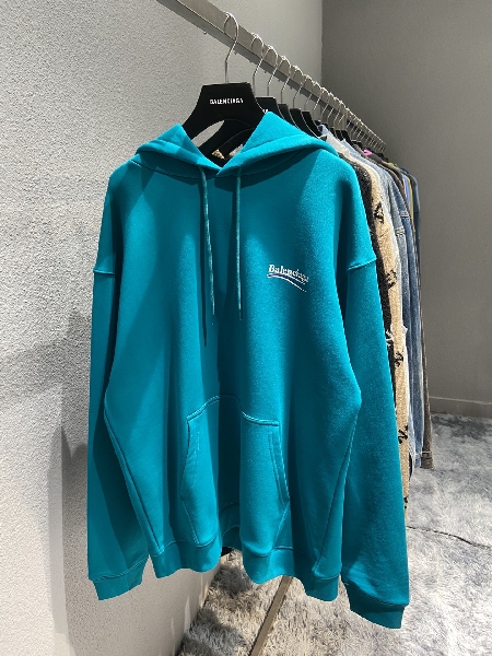 Replica Balenciaga Hoodie Logo Medium Fit in Blue