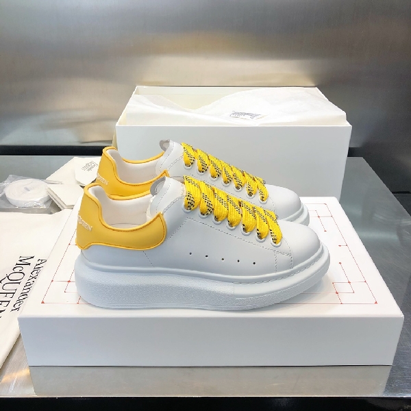 Replica MCQ Oversized Sneaker in Yellow Lace and Heel