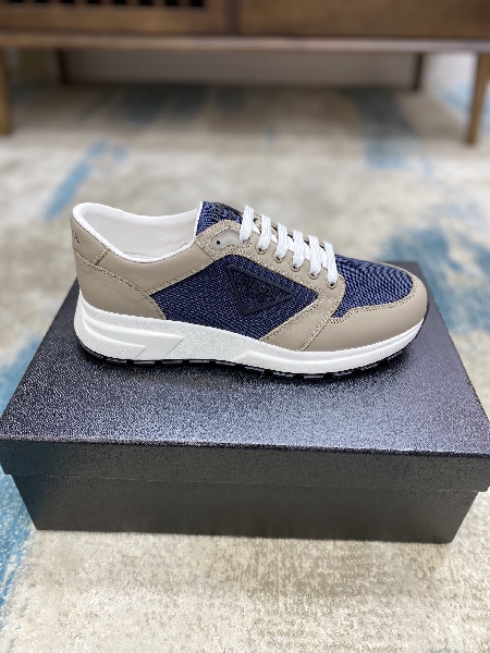 Replica Prada Leisure Sneaker in Blue with Brown