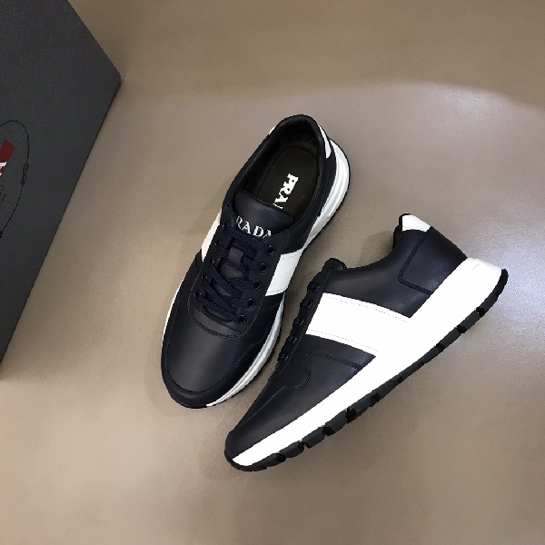 Replica Prada Sneaker PRAX in Black with White sole