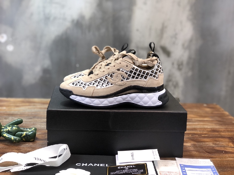 Replica Chanel Sneaker Calfskin Embroidered in Brown