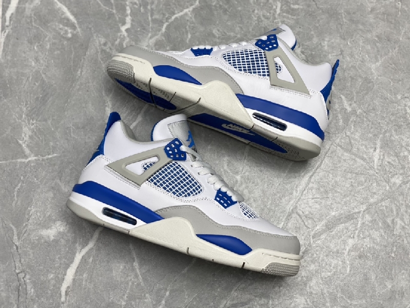 Replica Nike Sneaker Air Jordan4 in Silver with Blue