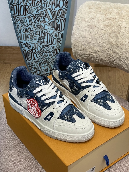 Replica LV Trainer Sneaker in Blue with White