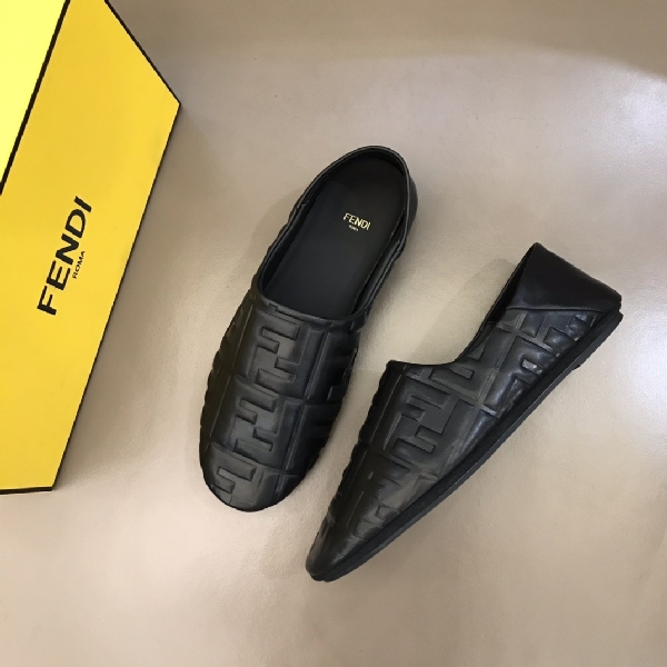 Replica Fendi Slipper Brown fabric in Black